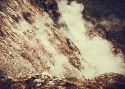 An image of a dusty quarry before the Gasaway Maintenance Company team applies their dust control formula.