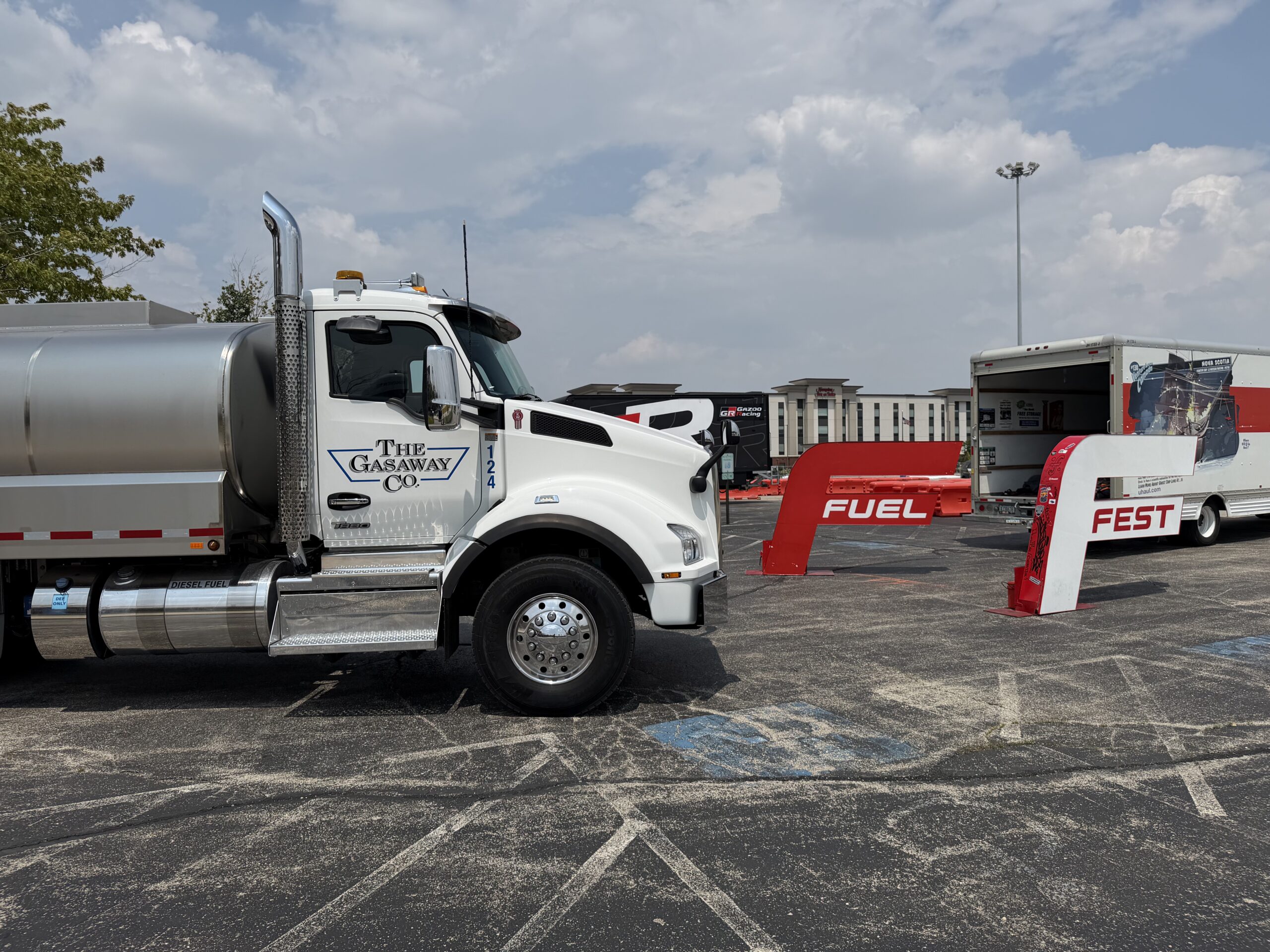 A Gasaway Maintenance Company truck parked near a large display showing "FF," representing FuelFest.